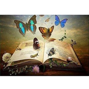 DIY 5D Diamond Painting Number Kit Butterfly Book Full Drill Crystal Rhinestone Adult Cross-Stitch Embroidery Kids Mosaic Picture Art Craft Canvas Gift Wall Room Decoration Home Bedroom 25x30cm M409