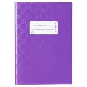 HERMA 7426 boekomslag A5 raffia violet paars, schrifthoes met etiket en baststructuur van duurzame en afwasbare polypropyleenfolie, boekomslag voor schoolschriften, gekleurd