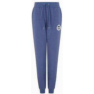 EMPORIO ARMANI Dames Fuzzy Fleece Broek met Manchetten Blauw L, Blauw, L