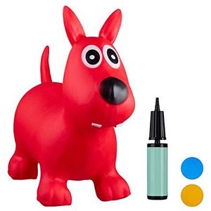 Relaxdays Skippy Dier Hond - Skippybal Kinderen - Tot 50 Kg - Springdier - Versch. Kleuren - Rood