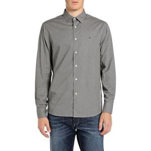 Replay Herenoverhemd regular fit, 010 zwart/natuurlijk wit, M