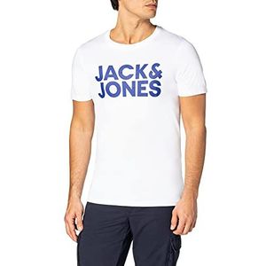 JACK & JONES Heren T-shirt 3-pack klassiek logoprint, zwart/verpakking: 1 zwart 1 navy 1white, S