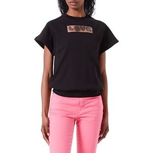 Love Moschino Dames Comfort Fit Short-Sleeved Sweatshirt, Zwart, 44, zwart, 44