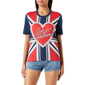 Love Moschino Dames Regular fit Short-Sleeved T-shirt, blauw, 40, blauw, 40