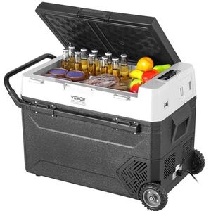 VEVOR Koelkastkoelkast van 12 volt, 60 liter (63,4 qt) draagbare vriezer met één zone, -40 ° F instelbare temperatuur, compressorkoeler voor thuis, buiten, camping, camper, auto, zwart