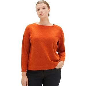 TOM TAILOR Dames Plussize Sweatshirt, 32403 - Gold Flame Orange Melange, 46 grote maten