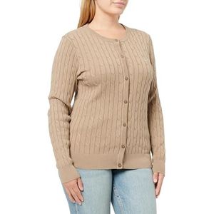 GANT Stretch katoenen kabelcardigan, taupe beige, S