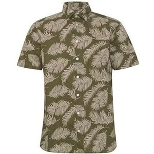 CASUAL FRIDAY CFAnton SS 180521 T-shirt voor heren, met palm print, olijfgroen, maat XXL, 180521_burnt olijf, XXL