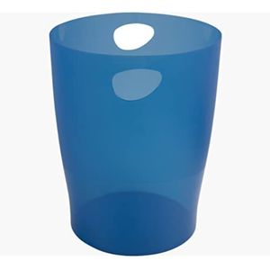 Exacompta - Ref. 45360D - 1 prullenbak ECOBIN met handgrepen - Volume 15 liter, voor kantoor en thuiskantoor - Afmetingen 26,3x26,3x33,5 cm - Doorschijnend koningsblauw