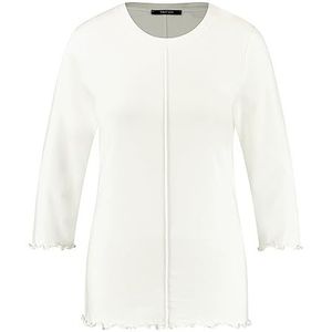 Taifun Dames 3/4 mouw shirt 3/4 mouw T-shirt 3/4 mouw ronde hals 3/4 mouw effen kleur, gebroken wit, 38