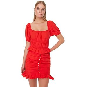 Trendyol Dames Mini Bodycon Regular fit Geweven Jurk, Granaatappel Bloem,38, Granaatappel Bloem, 64