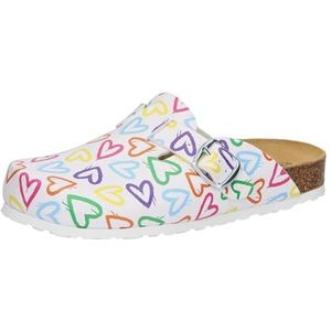 Lico Bioline Clog Print Slippers, voor dames, wit, 41 EU, wit, 41 EU