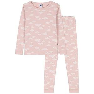 Petit Bateau Pyjama voor meisjes, Zoutroze/Marshmallow wit, 24 Maanden