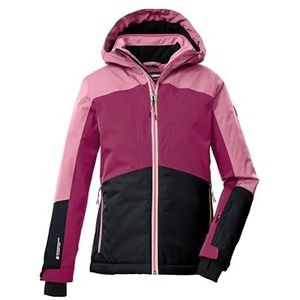 killtec Meisjesski-jack/functionele jas met capuchon en sneeuwvanger KSW 196 GRLS SKI JCKT, donker framboos/zwart blauw/licht framboos, 152, 43486-000