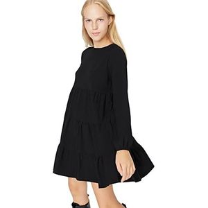 Trendyol Vrouwen Vrouw Regular Skater Ronde Hals Gebreide Jurk, Zwart, S