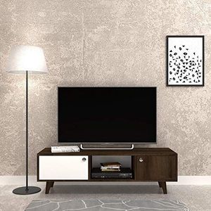Homemania Tv-kast decoratie - modern, met deuren, plank - voor woonkamer - eiken, wit van scharnierende plaat, kunststof, 135 x 40 x 40 cm