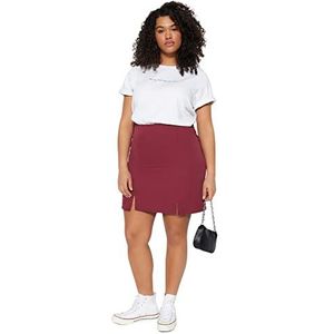 Trendyol Vrouwen potlood geweven plus grootte rok, Bordeaux, 40