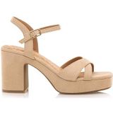 Mustang - Britt - Sandalen - Beige - Hakhoogte 5 tot 8 cm - Gesp