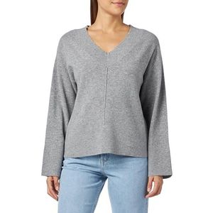 YAS EMILIE LS V-hals gebreide trui S.NOOS, lichtgrijs gem., L