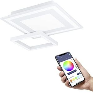 EGLO connect.z Smart Home LED paneel Savatarila-Z, ZigBee, app en spraakbesturing, lichtkleur instelbaar, dimbaar, metalen plafondlamp wit