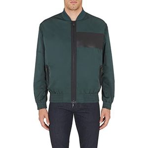Armani Exchange Heren voorzakken, bomber neck stijl, lederen patch jas, groene vorken, klein, Green Gables, S