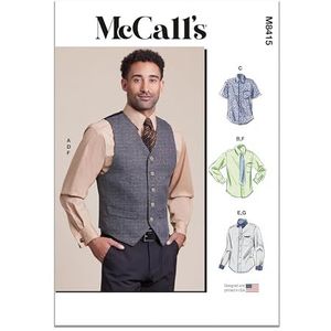 MCCALLS M8415AA Gevoerd vest voor heren, hemden, stropdas en vlinderdas AA (S-M-L)