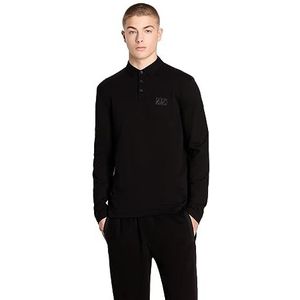 Armani Exchange Heren Sustainable, Regular Fit, lange mouwen, Embossed Logo Polo Shirt, zwart, S