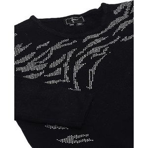 faina Dames modieuze gebreide trui met onregelmatig paillettendesign zwart maat XS/S, zwart, XL