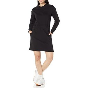 Amazon Essentials Getailleerde sweatshirtjurk voor dames (verkrijgbaar in grote maten), zwart, XL