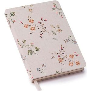 Mopec A291 Notitieboek met stoffen bekleding, geborduurde bloemen, 18,4 x 13 cm, meerkleurig, groot
