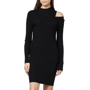 HUGO Sliquet gebreide jurk voor dames, zwart 1, XL