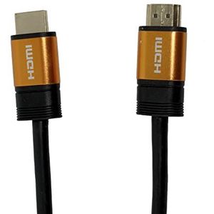 APM 590467 HDMI-kabel, 3 m, 4 K Ethernet, HDMI-kabel, mannelijk/mannelijk, accessoires voor tv en video, buitengewone resolutie 4 x HD 1080p, 3D-video's, zwart en goud