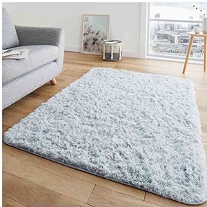 GC GAVENO CAVAILIA Shaggy tapijten voor woonkamer - super zacht slaapkamertapijt - antislip vloerkleden - pluizige tapijten woonkamer - zilver - 80x150