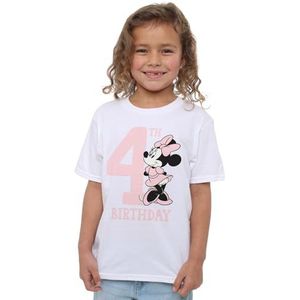 mandarin creative ltd Minnie Mouse 4e verjaardag shirt meisjes T-shirt, wit, 7-8 jaar, Wit, 7-8 jaar