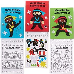 Baker Ross FX855 Ninja Sticker Activiteitenboekjes - Set van 8, Sticker Boek feestzakvullers voor kinderen