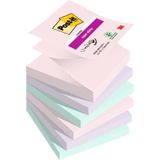 Post-it Super Sticky Z-Notes Soulful Color Collection, Pack van 6 Pads, 90 vellen per Pad, 76 mm x 76 mm, roze, paars, groen - Extra Sticky Notes voor notities, to do Lists & Herinneringen
