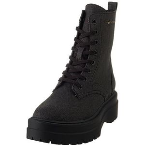 Tommy Hilfiger Vrouwen Vrouwelijke Essentiële Canvas Boot Mid, Zwart, 39 EU