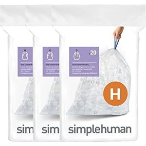 simplehuman CW0286 code H maatwerk afvalzakken, vuilniszakken, 30-35 liter, 3 x pak van 20 (60 afvalzakken), helder plastic
