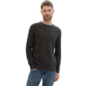 TOM TAILOR heren trui, 10617 - Black Grey Melange, XXL