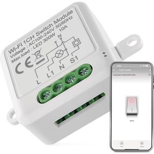 EMOS GoSmart Lichtschakelaarmodule met app, wifi, voor enkele schakelaar, inbouwrelaisschakelaar voor afstandsbediening, spraakbesturing, compatibel met Google Home en Alexa