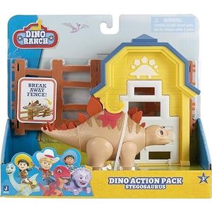 Dino Ranch Brontosaurus Playset Action met dinosaurus, de dinosaurus is handgemaakt en ca. 10 cm hoog, als tv-afbeelding voor kinderen vanaf 3 jaar, DNA05400, waardevolle games