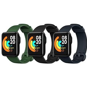 MoKo 3-Pack Strap Compatible with Xiaomi Mi Watch Lite/Redmi Watch, Soft Silicone Replacement Sport Band Wristband - Black/Ink Blue/Dark Green