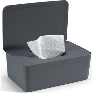 Cheerhom vochtige doekjesbox, opbergdoos voor vochtige doekjes, grijs, doos voor vochtig toiletpapier, vochtige doekjesbox met deksel houdt de doeken, vochtige papieren doos voor buiten, thuis en op