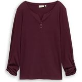 Tom Tailor - Henleyshirt - Bordeaux - 7/8 Mouw - Ronde Hals