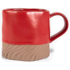 ByON Mug Swirl mok gemaakt van aardewerk, in de kleur: rood/beige, afmetingen: 13 x 9,5 x 9 cm, inhoud: 38 cl, 5283907706