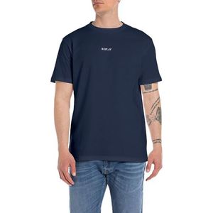 Replay Heren T-shirt met korte mouwen van katoen, Indigo Blue 271, XS