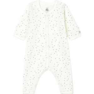 Petit Bateau A052D Babypyjama voor kinderen, uniseks, zonder voet, van biologisch katoen, marshmallow/gris, pasgeborenen, Marshmallow/Gris, 0 Monate