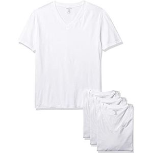 Nautica Men's 4 Pack Cotton V-Neck T-Shirts Undershirts, White, Large