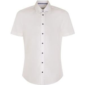 Seidensticker Zakelijk overhemd voor heren, shaped fit, strijkvrij, kent-kraag, korte mouwen, 100% katoen, wit, 41