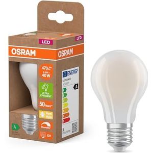 OSRAM Energy Class LED-lamp in klassieke gloeilampvorm, 2,2 W / 470 lm, EEK A, warm wit licht (2700 K), CRI 80, gemaakt van mat loodvrij glas, E27 fitting, IP20, 60 mm DM, dim, 6- pak